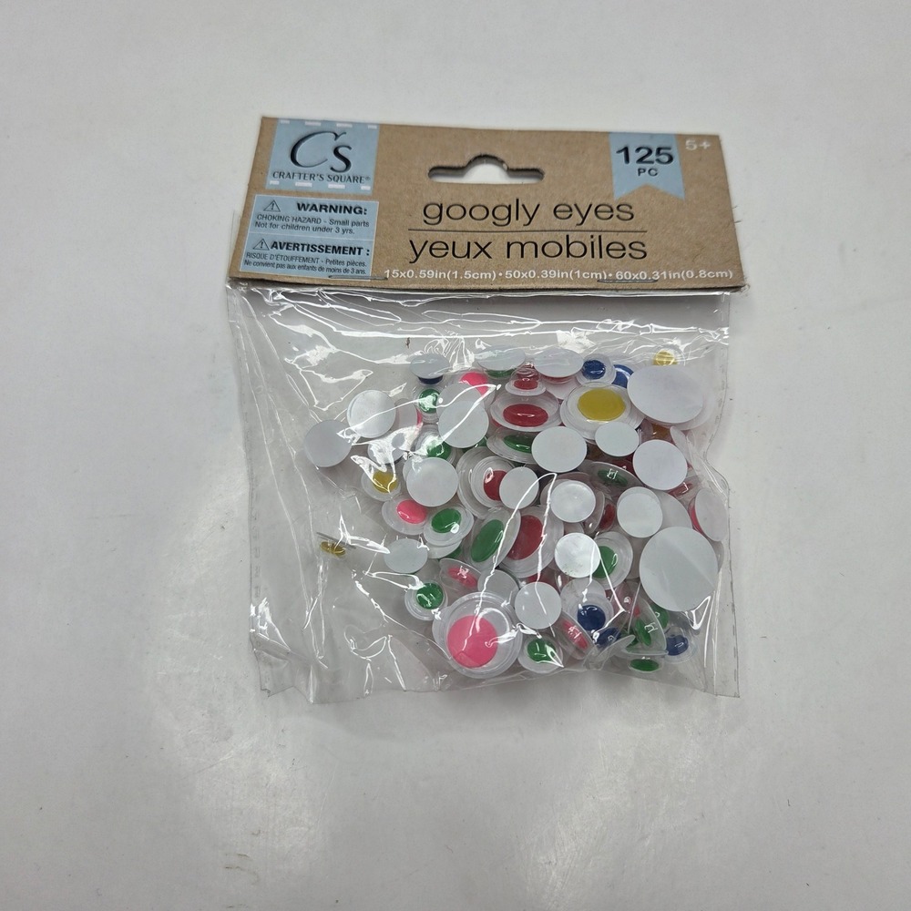 Crafter's Square Googly Eyes 125 PC Assorted Sizes Colors Craft Supplies NEW